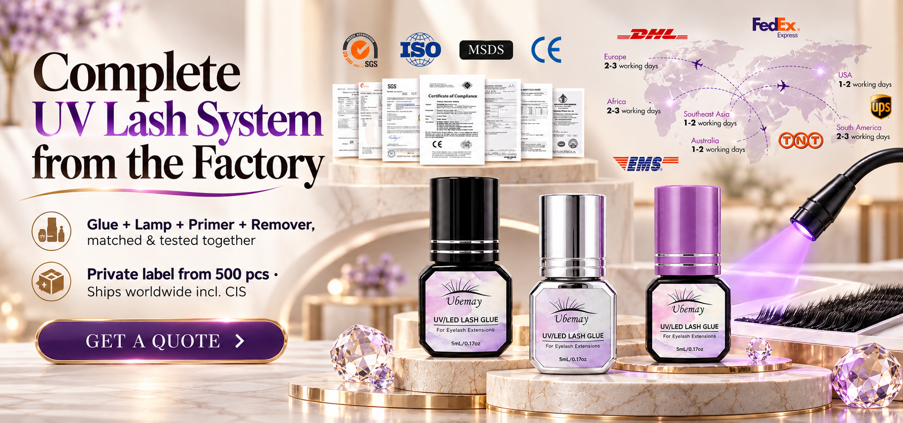 UV Lash Extension System Factory Glue Lamp Primer Remover